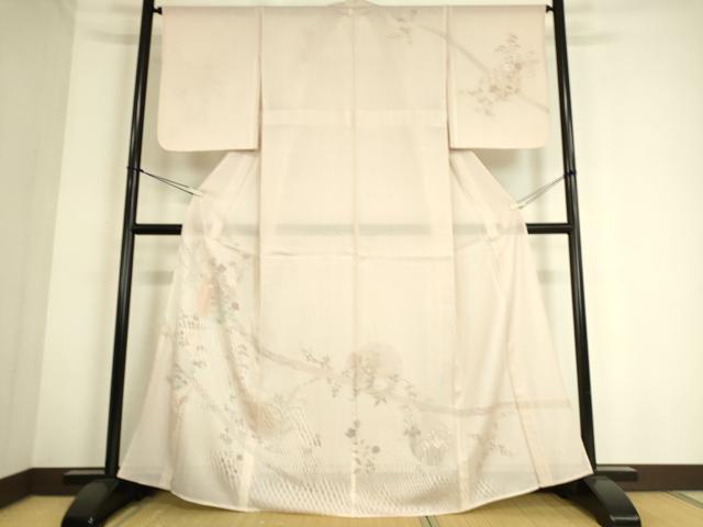 平和屋着物▽訪問着　無双　紗袷　紋紗×絽　花丸文　銀彩　正絹　逸品　DAAS0692az