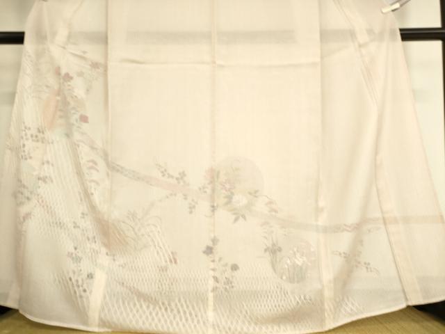 平和屋着物▽訪問着　無双　紗袷　紋紗×絽　花丸文　銀彩　正絹　逸品　DAAS0692az