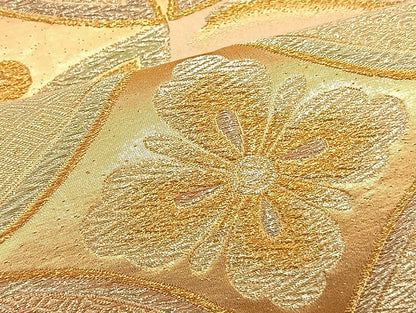 平和屋着物◎六通柄袋帯 七宝花文 金糸 正絹 逸品 BAAT4538wb
