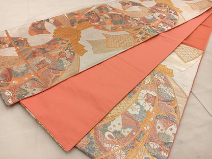 平和屋着物◎六通柄袋帯 束ね熨斗花文 金銀糸 正絹 逸品 BAAT4548wb