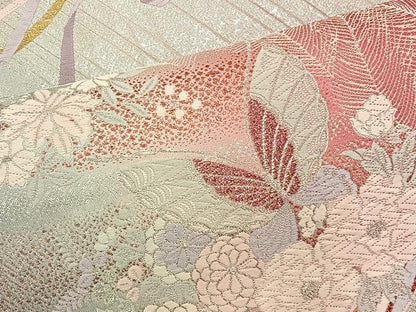 平和屋着物◎六通柄袋帯 唐織 花蝶文 金銀糸 正絹 逸品 BAAT4554wb