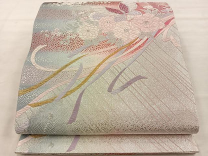 平和屋着物◎六通柄袋帯 唐織 花蝶文 金銀糸 正絹 逸品 BAAT4554wb