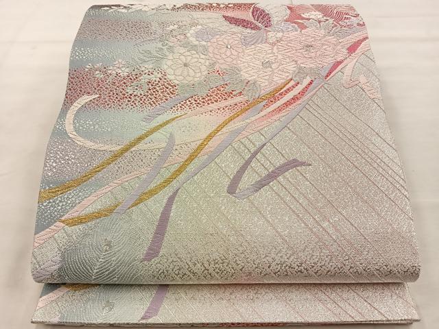平和屋着物◎六通柄袋帯 唐織 花蝶文 金銀糸 正絹 逸品 BAAT4554wb