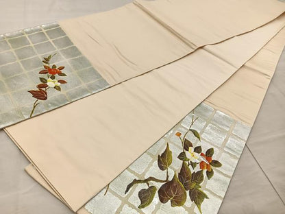 平和屋着物◎西陣 太鼓柄袋帯 花籠文 銀彩 正絹 逸品 BAAT4552wb