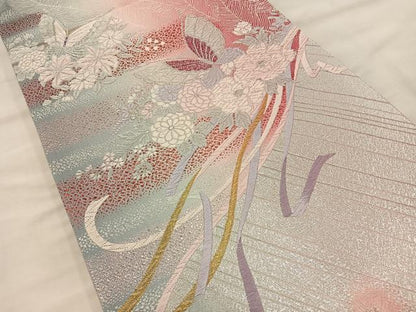 平和屋着物◎六通柄袋帯 唐織 花蝶文 金銀糸 正絹 逸品 BAAT4554wb