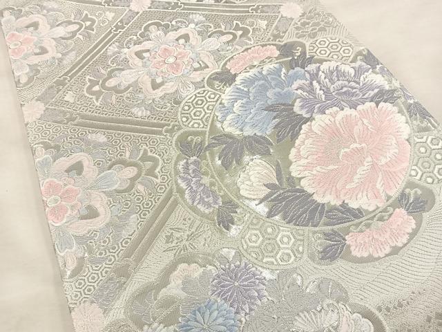 P8657 ●高級 正絹 唐織 プラチナ箔 六通 袋帯 P8657 ○高級 正絹 唐織 プラチナ箔 六通 袋帯 - メルカリ