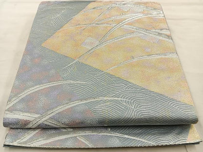 平和屋着物◎六通柄袋帯 露芝 金銀糸 正絹 逸品 BAAT4570wb