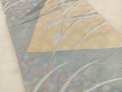 平和屋着物◎六通柄袋帯 露芝 金銀糸 正絹 逸品 BAAT4570wb