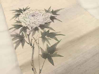平和屋着物◎太鼓柄 京袋帯 作家物 手描き 草花文 正絹 逸品 BAAT4599wb