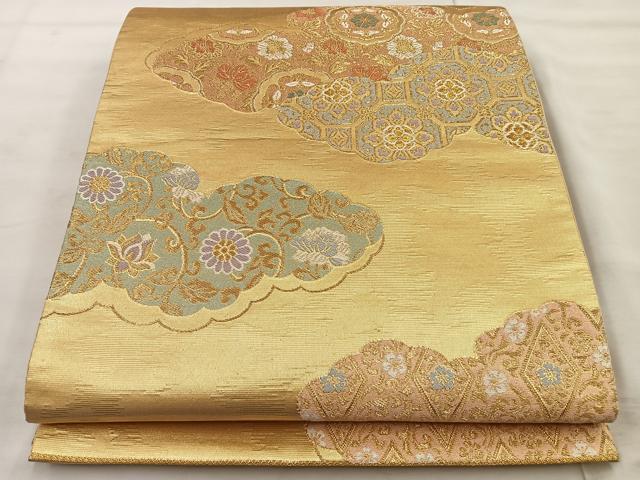 平和屋着物◎六通柄袋帯 飾彩文様錦 金糸 正絹 逸品 BAAT9292wb