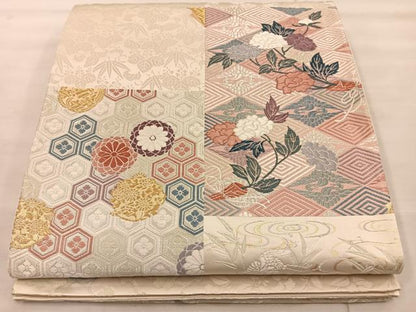 平和屋着物◎六通柄袋帯 唐織 九百錦 草花文 金銀糸 正絹 逸品 BAAT4592wb