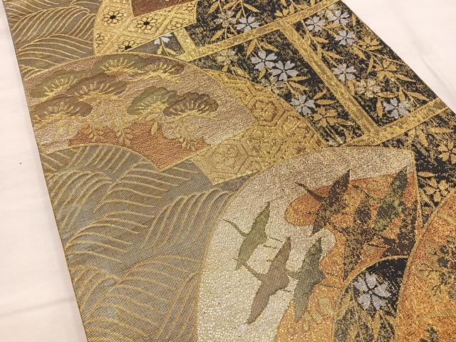 平和屋着物◎六通柄袋帯 夕霞里 地紙花文 金銀糸