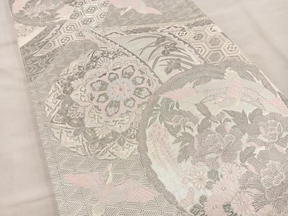 平和屋着物◎六通柄袋帯 唐織 花鳥文 金銀糸 正絹 逸品 BAAT9283wb
