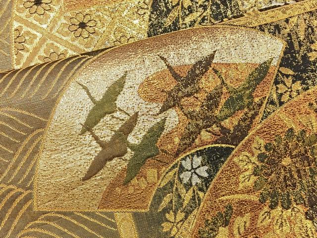 平和屋着物◎六通柄袋帯 夕霞里 地紙花文 金銀糸