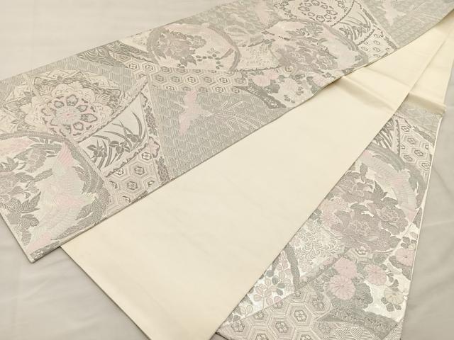 平和屋着物◎六通柄袋帯 唐織 花鳥文 金銀糸 正絹 逸品 BAAT9283wb