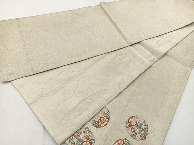 平和屋着物◎太鼓柄袋帯 唐織 綴れ 花丸文 金糸 正絹 逸品 BAAT6229ea