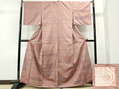 平和屋着物●石川県指定無形文化財 牛首紬 白山工房 手織り 訪問着 格子吉祥文 正絹 逸品 CAAS7125yc