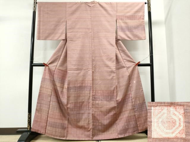 平和屋着物●石川県指定無形文化財 牛首紬 白山工房 手織り 訪問着 格子吉祥文 正絹 逸品 CAAS7125yc