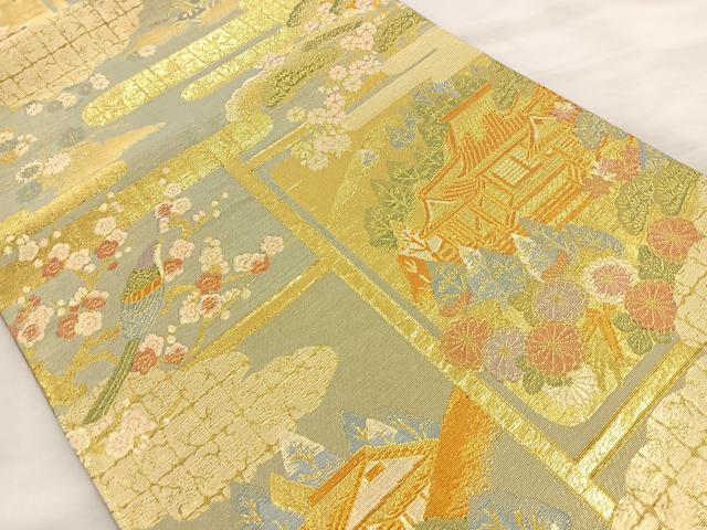 平和屋着物◎六通柄袋帯 瑞祥洛彩文 金糸 正絹 逸品 BAAR4949ct