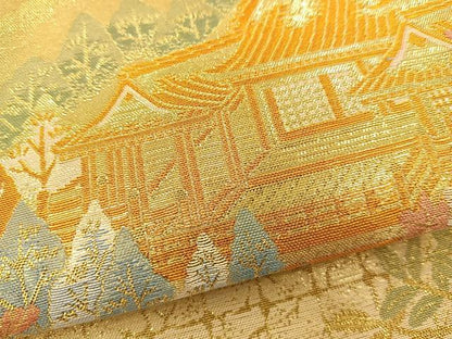 平和屋着物◎六通柄袋帯 瑞祥洛彩文 金糸 正絹 逸品 BAAR4949ct