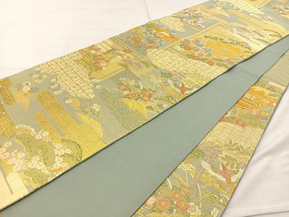 平和屋着物◎六通柄袋帯 瑞祥洛彩文 金糸 正絹 逸品 BAAR4949ct