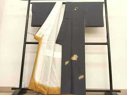 平和屋着物●訪問着 竹屋町刺繍 総刺繍 鶴 金糸 正絹 逸品 BAAT8727hv