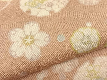 平和屋着物●上質な小紋　雪輪花蝶文　正絹　逸品　BAAT8736hv