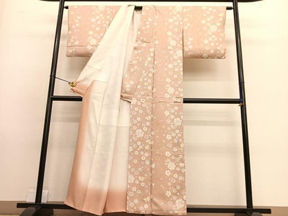 平和屋着物●上質な小紋　雪輪花蝶文　正絹　逸品　BAAT8736hv