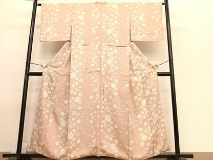平和屋着物●上質な小紋　雪輪花蝶文　正絹　逸品　BAAT8736hv