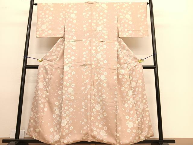 平和屋着物●上質な小紋　雪輪花蝶文　正絹　逸品　BAAT8736hv
