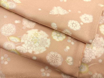 平和屋着物●上質な小紋　雪輪花蝶文　正絹　逸品　BAAT8736hv