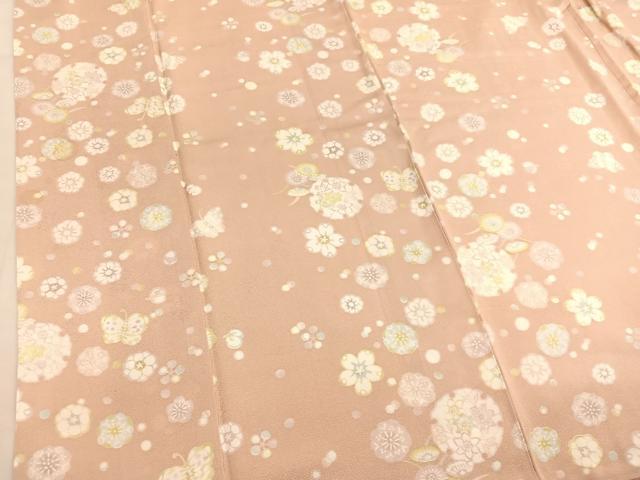 平和屋着物●上質な小紋　雪輪花蝶文　正絹　逸品　BAAT8736hv