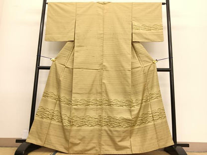 平和屋着物●訪問着　紬地　露芝文　正絹　逸品　BAAT8735hv