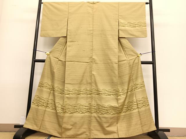 平和屋着物●訪問着　紬地　露芝文　正絹　逸品　BAAT8735hv