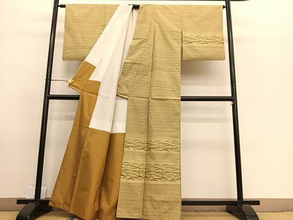 平和屋着物●訪問着　紬地　露芝文　正絹　逸品　BAAT8735hv