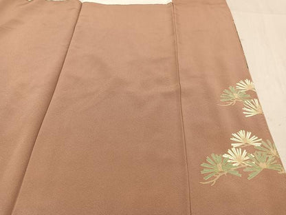 平和屋着物●豪華色留袖 群れ鶴地紙草花文 金彩 正絹 逸品 AAAW4422ph