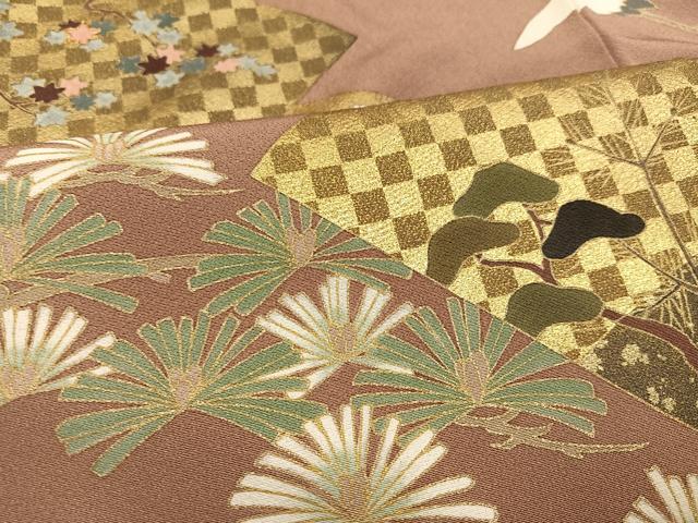 平和屋着物●豪華色留袖 群れ鶴地紙草花文 金彩 正絹 逸品 AAAW4422ph