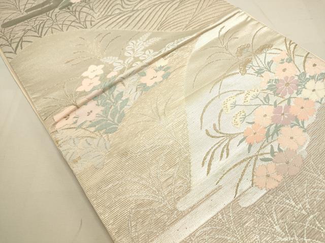 平和屋着物＊夏物　六通柄袋帯　風景草花文　金銀糸　正絹　逸品　DAAT6333op