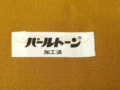 平和屋着物＃道行コート リバーシブル エ霞地紋 山吹茶色 黒地 正絹 逸品 CAAT5638id
