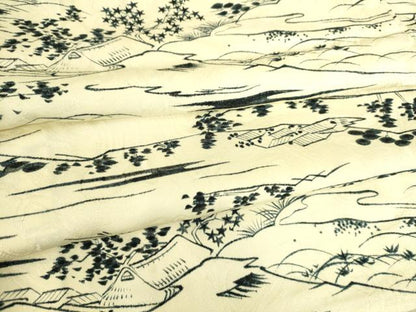 平和屋着物▽上質な小紋 単衣 流水風景文 正絹 逸品 未使用 DAAS0917az