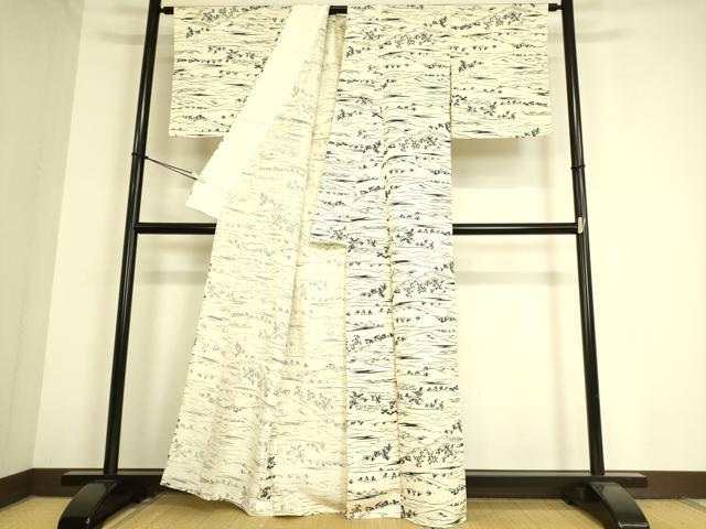 平和屋着物▽上質な小紋 単衣 流水風景文 正絹 逸品 未使用 DAAS0917az