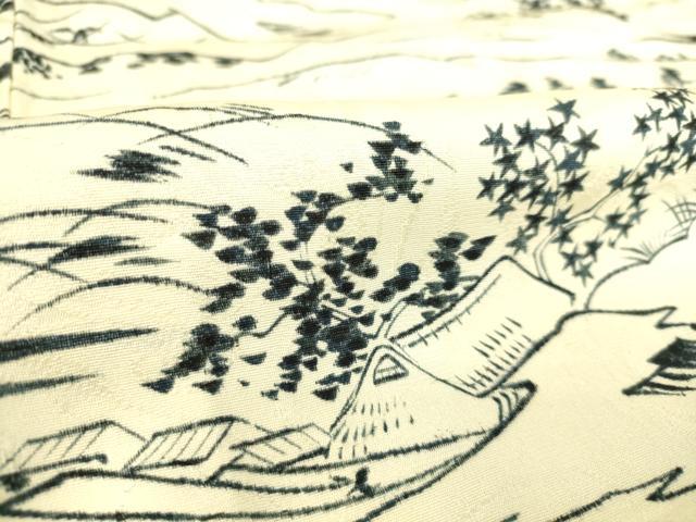 平和屋着物▽上質な小紋 単衣 流水風景文 正絹 逸品 未使用 DAAS0917az