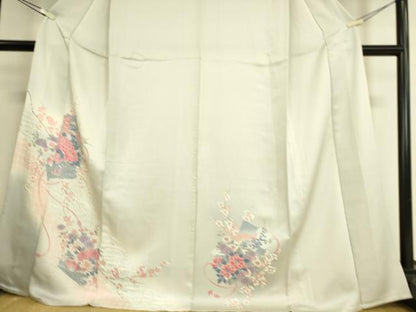 平和屋着物▽訪問着 単衣 色紙花鳥文 正絹 逸品 DAAS0941az