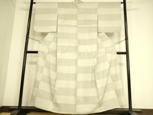 平和屋着物▽本塩沢 単衣 横段文 110亀甲 正絹 逸品 DAAS0943az