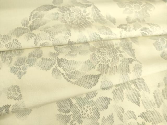 平和屋着物▽本場大島紬 白大島 9マルキ 単衣 草花文 正絹 逸品 DAAS0935az