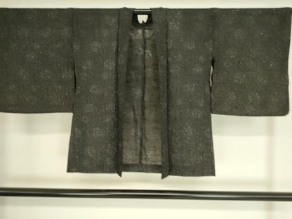 平和屋着物▽羽織 スリーシーズン 春夏秋 塵除け 丸紋紗 黒地 銀糸 正絹 逸品 DAAS0957az