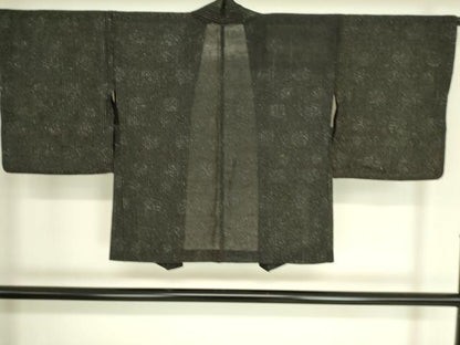 平和屋着物▽羽織 スリーシーズン 春夏秋 塵除け 丸紋紗 黒地 銀糸 正絹 逸品 DAAS0957az