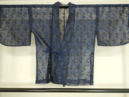 平和屋着物▽道中着　スリーシーズン　春夏秋　塵除け　霞文　黒地　DAAS0962az