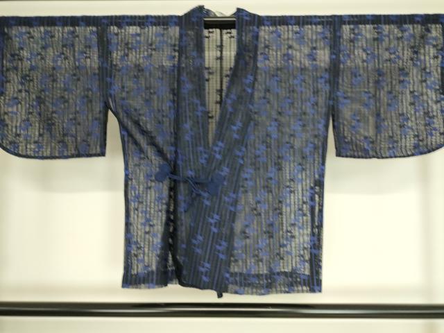 平和屋着物▽道中着　スリーシーズン　春夏秋　塵除け　霞文　黒地　DAAS0962az