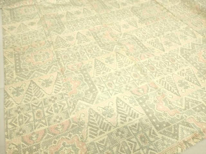 平和屋着物▽本塩沢 単衣 幾何学花文 正絹 逸品 DAAS0975az